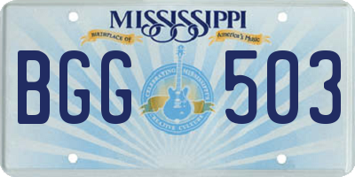 MS license plate BGG503