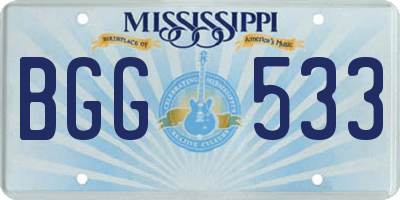 MS license plate BGG533