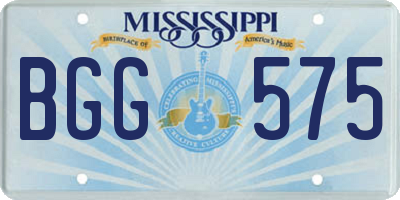 MS license plate BGG575
