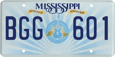 MS license plate BGG601