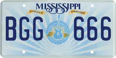 MS license plate BGG666