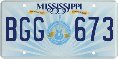 MS license plate BGG673