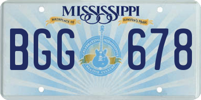 MS license plate BGG678