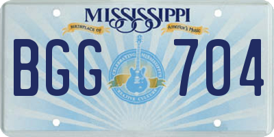 MS license plate BGG704