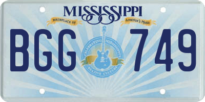 MS license plate BGG749