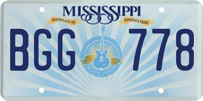 MS license plate BGG778