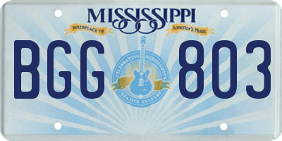 MS license plate BGG803