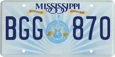 MS license plate BGG870