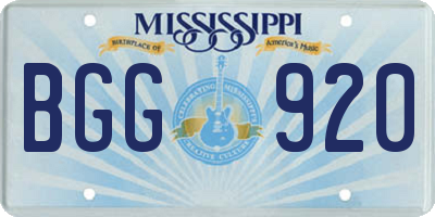 MS license plate BGG920