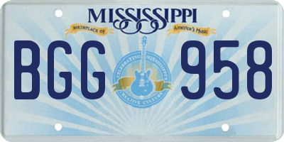 MS license plate BGG958