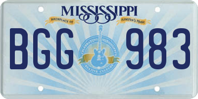 MS license plate BGG983