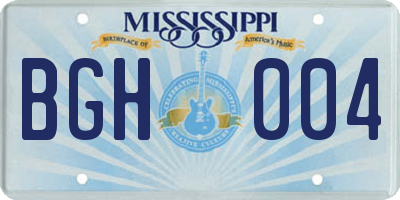 MS license plate BGH004