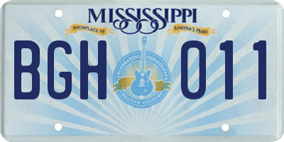 MS license plate BGH011