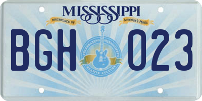 MS license plate BGH023