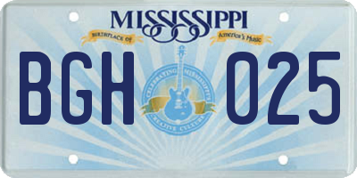 MS license plate BGH025
