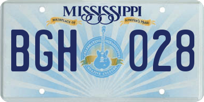 MS license plate BGH028