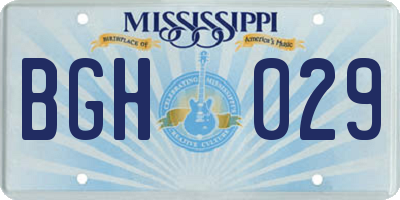 MS license plate BGH029