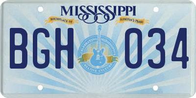 MS license plate BGH034