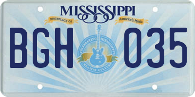 MS license plate BGH035