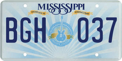 MS license plate BGH037