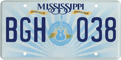 MS license plate BGH038
