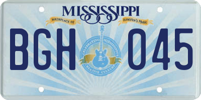 MS license plate BGH045
