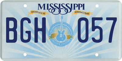 MS license plate BGH057