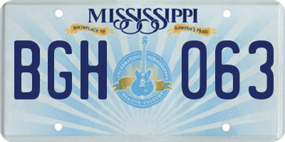 MS license plate BGH063