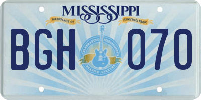 MS license plate BGH070
