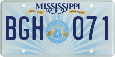 MS license plate BGH071