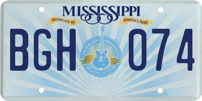 MS license plate BGH074