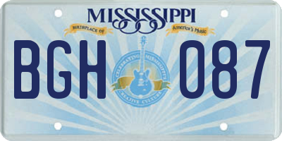 MS license plate BGH087