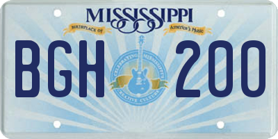 MS license plate BGH200