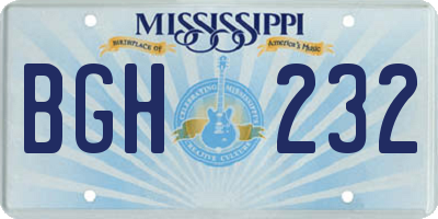 MS license plate BGH232