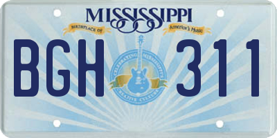 MS license plate BGH311