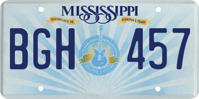 MS license plate BGH457