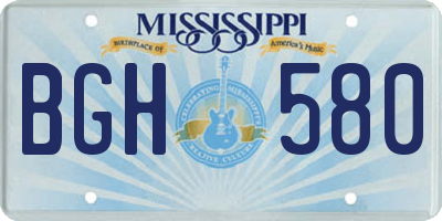 MS license plate BGH580