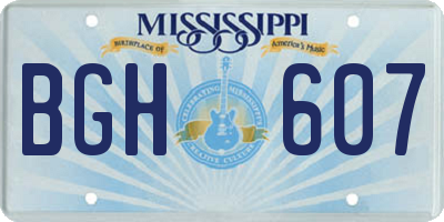MS license plate BGH607