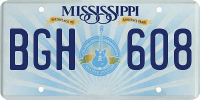 MS license plate BGH608