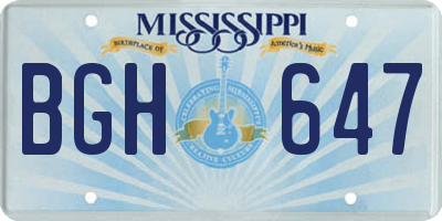 MS license plate BGH647