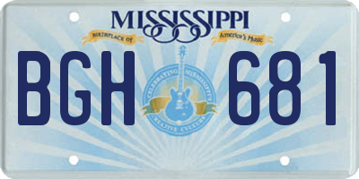MS license plate BGH681