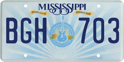 MS license plate BGH703