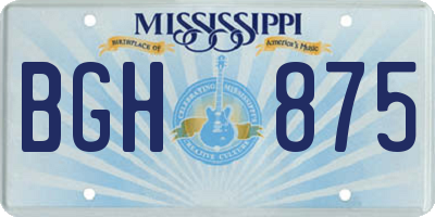 MS license plate BGH875