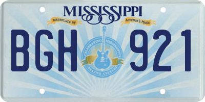 MS license plate BGH921