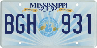 MS license plate BGH931