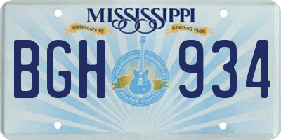 MS license plate BGH934