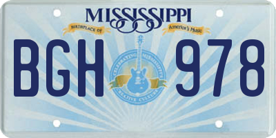 MS license plate BGH978