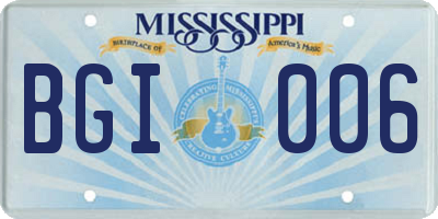 MS license plate BGI006