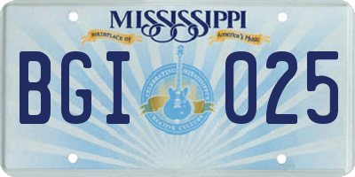 MS license plate BGI025