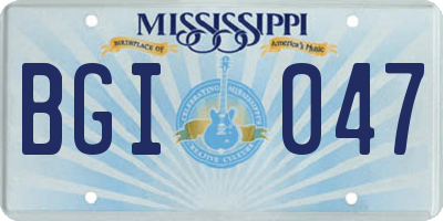 MS license plate BGI047